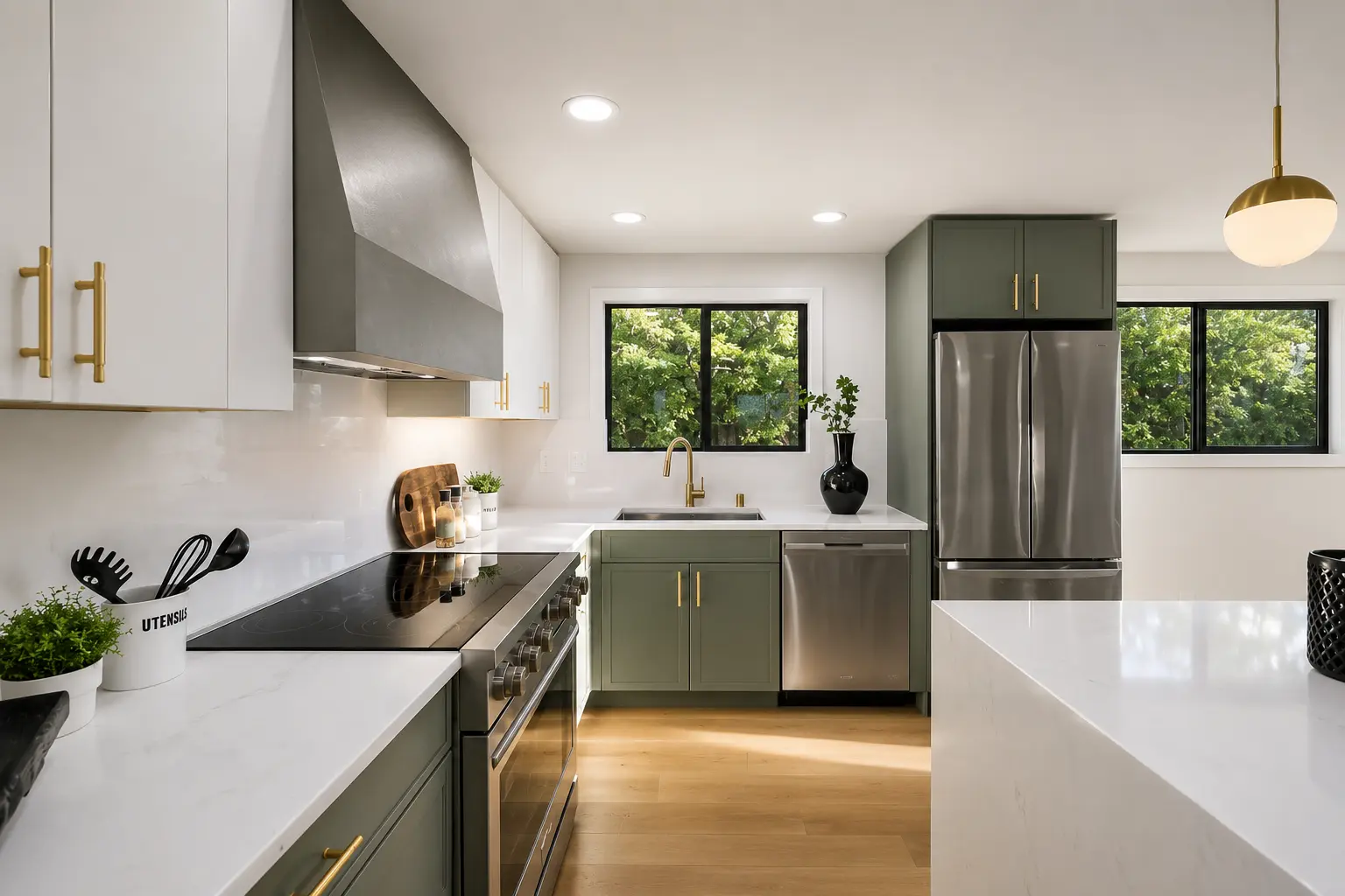 Newly remodeled high-end kitchen after renovation